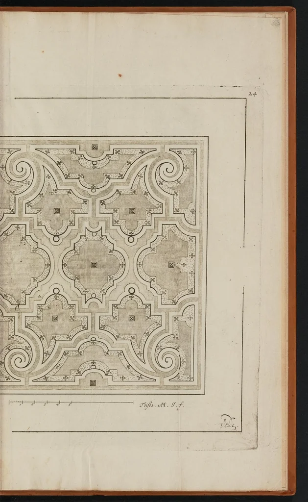 An illustration from Le jardin de plaisir : contenant plusieurs desseins de jardinage tant parterres en broderie, compartiments de gazon, que bosquets & autres : avec vn abbregé de l'agriculture, touchant ce qui peut estre le plus vtile & necessaire a la construction & accompagnement dudict jardin de plaisir : composé & divisé en onze chapitres, 1651, leaf 190
