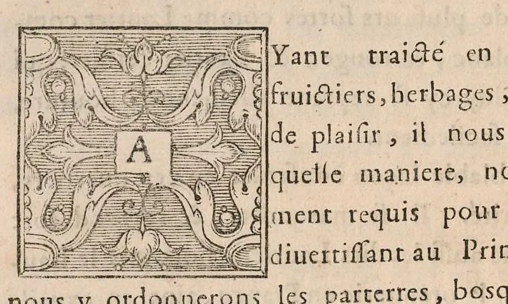 An illustration from Le jardin de plaisir : contenant plusieurs desseins de jardinage tant parterres en broderie, compartiments de gazon, que bosquets & autres : avec vn abbregé de l'agriculture, touchant ce qui peut estre le plus vtile & necessaire a la construction & accompagnement dudict jardin de plaisir : composé & divisé en onze chapitres, 1651, leaf 45