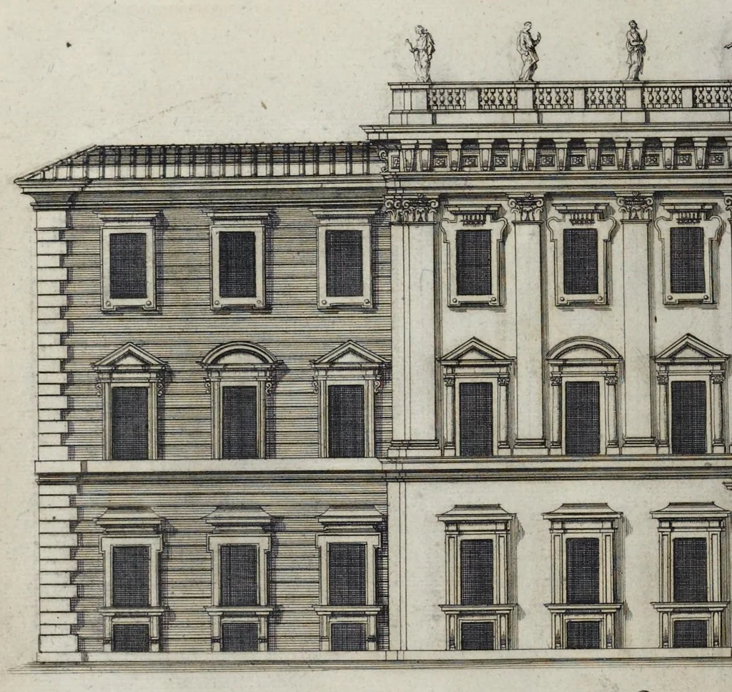 An illustration from L'Academia todesca della architectura, scultura & pittura, oder, Teutsche Academie der Edlen Bau- Bild- und Mahlerey-Künste : darinn enthalten ein gründlicher Unterricht von dieser dreyer Künste Eigenschaft, Lehr-Sätzen und Geheimnissen, von den Bau-Steinen und fünferley Bau-Arten, von den Statuen und ihrer Zugehör, von der Erfind- und Zeichnung ... neben aller Egyptischen, Griechischen, Römischen, Italiänischen, Hoch- und Nieder-Teutschen, auch anderer alten und neuen Virtuosen, Leben und fürnehmsten Kunst-Werken beschrieben : auch mit 38 Platten von der Architectur, 68 Alt-Römischen Statuen, ganz und halben Bildern, 74 Medaglionen, 180 Contrafäten durch die Hand der bästen heutigen Künstlere in Kupfer gezieret, 1675, leaf 113
