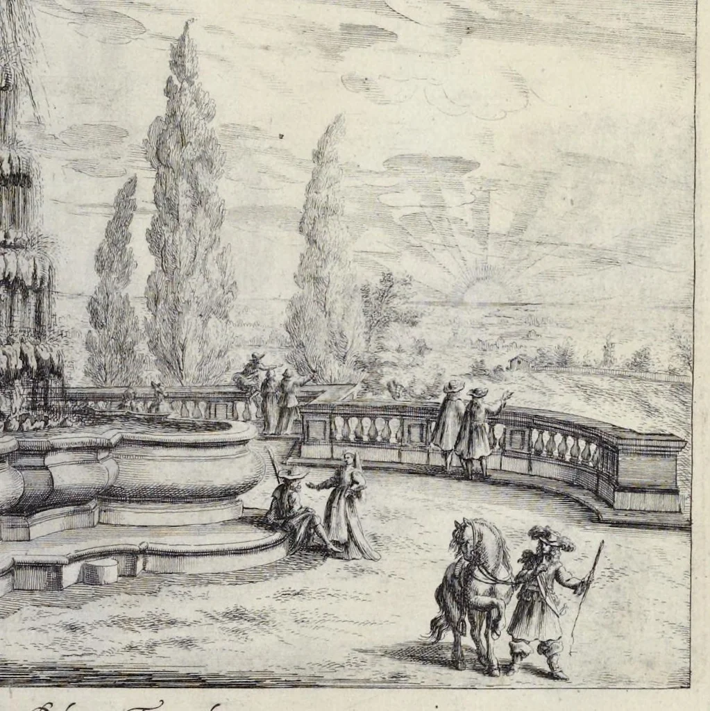 An illustration from L'Academia todesca della architectura, scultura & pittura, oder, Teutsche Academie der Edlen Bau- Bild- und Mahlerey-Künste : darinn enthalten ein gründlicher Unterricht von dieser dreyer Künste Eigenschaft, Lehr-Sätzen und Geheimnissen, von den Bau-Steinen und fünferley Bau-Arten, von den Statuen und ihrer Zugehör, von der Erfind- und Zeichnung ... neben aller Egyptischen, Griechischen, Römischen, Italiänischen, Hoch- und Nieder-Teutschen, auch anderer alten und neuen Virtuosen, Leben und fürnehmsten Kunst-Werken beschrieben : auch mit 38 Platten von der Architectur, 68 Alt-Römischen Statuen, ganz und halben Bildern, 74 Medaglionen, 180 Contrafäten durch die Hand der bästen heutigen Künstlere in Kupfer gezieret, 1675, leaf 164