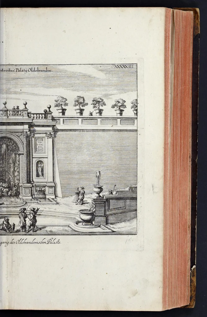 An illustration from L'Academia todesca della architectura, scultura & pittura, oder, Teutsche Academie der Edlen Bau- Bild- und Mahlerey-Künste : darinn enthalten ein gründlicher Unterricht von dieser dreyer Künste Eigenschaft, Lehr-Sätzen und Geheimnissen, von den Bau-Steinen und fünferley Bau-Arten, von den Statuen und ihrer Zugehör, von der Erfind- und Zeichnung ... neben aller Egyptischen, Griechischen, Römischen, Italiänischen, Hoch- und Nieder-Teutschen, auch anderer alten und neuen Virtuosen, Leben und fürnehmsten Kunst-Werken beschrieben : auch mit 38 Platten von der Architectur, 68 Alt-Römischen Statuen, ganz und halben Bildern, 74 Medaglionen, 180 Contrafäten durch die Hand der bästen heutigen Künstlere in Kupfer gezieret, 1675, leaf 168