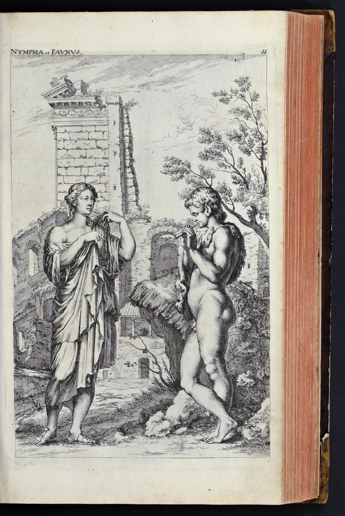 An illustration from L'Academia todesca della architectura, scultura & pittura, oder, Teutsche Academie der Edlen Bau- Bild- und Mahlerey-Künste : darinn enthalten ein gründlicher Unterricht von dieser dreyer Künste Eigenschaft, Lehr-Sätzen und Geheimnissen, von den Bau-Steinen und fünferley Bau-Arten, von den Statuen und ihrer Zugehör, von der Erfind- und Zeichnung ... neben aller Egyptischen, Griechischen, Römischen, Italiänischen, Hoch- und Nieder-Teutschen, auch anderer alten und neuen Virtuosen, Leben und fürnehmsten Kunst-Werken beschrieben : auch mit 38 Platten von der Architectur, 68 Alt-Römischen Statuen, ganz und halben Bildern, 74 Medaglionen, 180 Contrafäten durch die Hand der bästen heutigen Künstlere in Kupfer gezieret, 1675, leaf 346