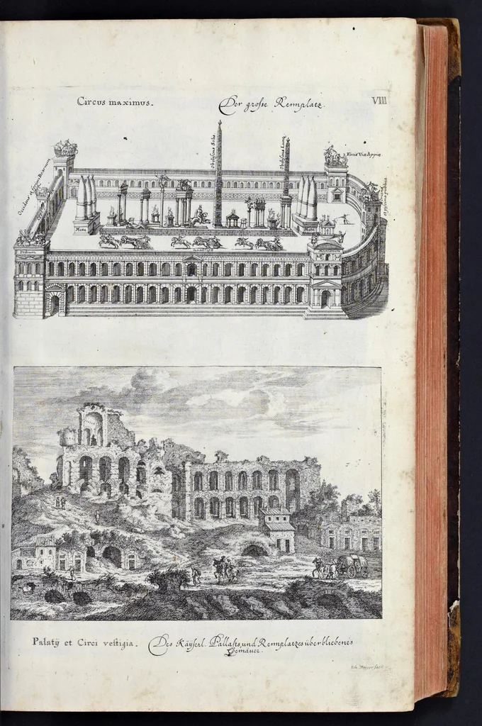 An illustration from L'Academia todesca della architectura, scultura & pittura, oder, Teutsche Academie der Edlen Bau- Bild- und Mahlerey-Künste : darinn enthalten ein gründlicher Unterricht von dieser dreyer Künste Eigenschaft, Lehr-Sätzen und Geheimnissen, von den Bau-Steinen und fünferley Bau-Arten, von den Statuen und ihrer Zugehör, von der Erfind- und Zeichnung ... neben aller Egyptischen, Griechischen, Römischen, Italiänischen, Hoch- und Nieder-Teutschen, auch anderer alten und neuen Virtuosen, Leben und fürnehmsten Kunst-Werken beschrieben : auch mit 38 Platten von der Architectur, 68 Alt-Römischen Statuen, ganz und halben Bildern, 74 Medaglionen, 180 Contrafäten durch die Hand der bästen heutigen Künstlere in Kupfer gezieret, 1675, leaf 40