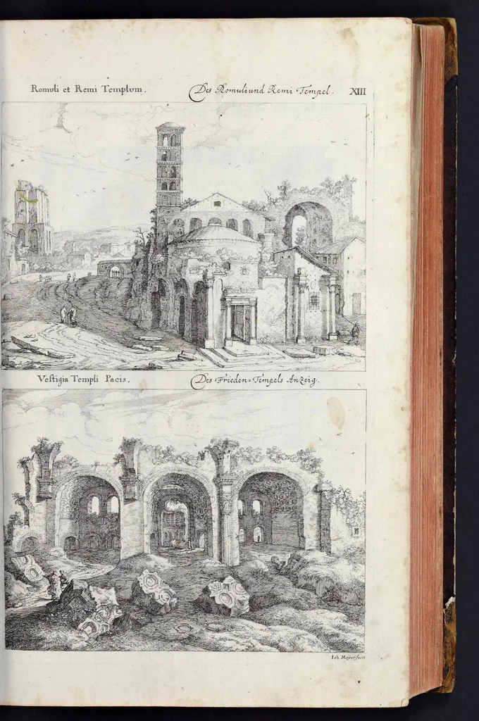 An illustration from L'Academia todesca della architectura, scultura & pittura, oder, Teutsche Academie der Edlen Bau- Bild- und Mahlerey-Künste : darinn enthalten ein gründlicher Unterricht von dieser dreyer Künste Eigenschaft, Lehr-Sätzen und Geheimnissen, von den Bau-Steinen und fünferley Bau-Arten, von den Statuen und ihrer Zugehör, von der Erfind- und Zeichnung ... neben aller Egyptischen, Griechischen, Römischen, Italiänischen, Hoch- und Nieder-Teutschen, auch anderer alten und neuen Virtuosen, Leben und fürnehmsten Kunst-Werken beschrieben : auch mit 38 Platten von der Architectur, 68 Alt-Römischen Statuen, ganz und halben Bildern, 74 Medaglionen, 180 Contrafäten durch die Hand der bästen heutigen Künstlere in Kupfer gezieret, 1675, leaf 50