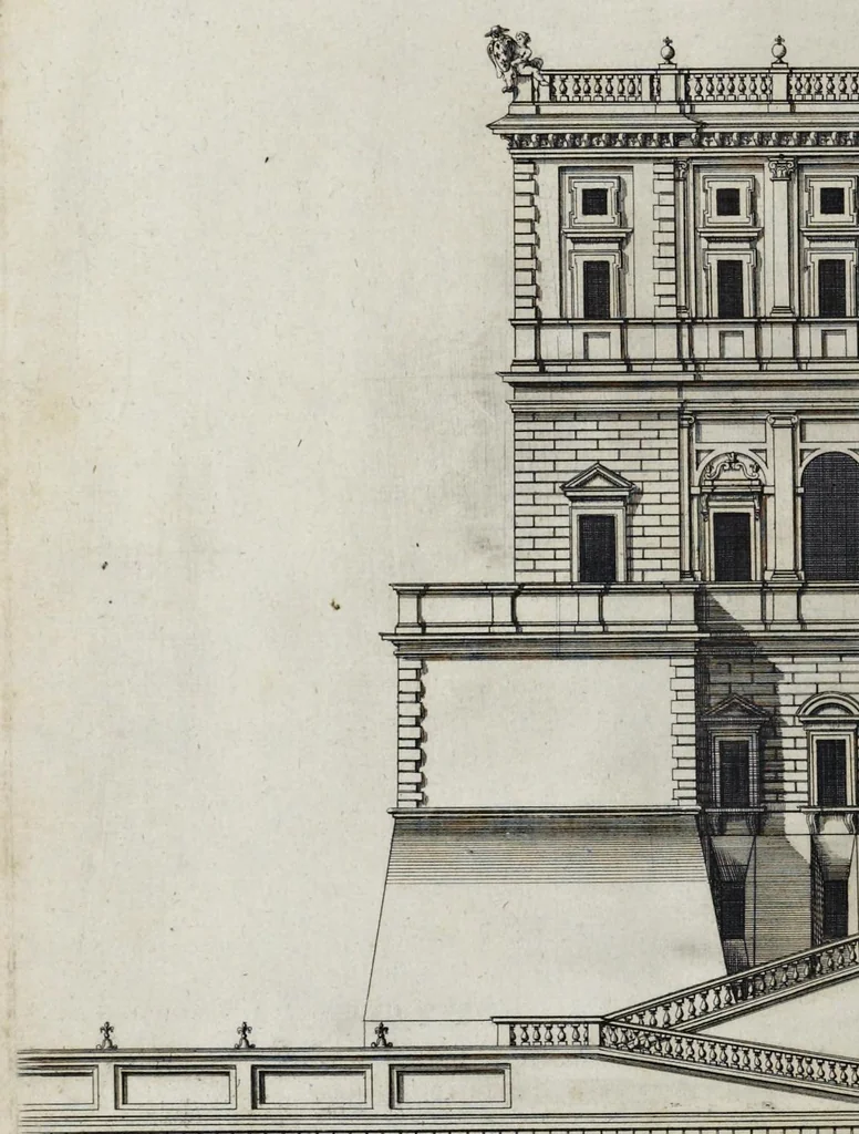 An illustration from L'Academia todesca della architectura, scultura & pittura, oder, Teutsche Academie der Edlen Bau- Bild- und Mahlerey-Künste : darinn enthalten ein gründlicher Unterricht von dieser dreyer Künste Eigenschaft, Lehr-Sätzen und Geheimnissen, von den Bau-Steinen und fünferley Bau-Arten, von den Statuen und ihrer Zugehör, von der Erfind- und Zeichnung ... neben aller Egyptischen, Griechischen, Römischen, Italiänischen, Hoch- und Nieder-Teutschen, auch anderer alten und neuen Virtuosen, Leben und fürnehmsten Kunst-Werken beschrieben : auch mit 38 Platten von der Architectur, 68 Alt-Römischen Statuen, ganz und halben Bildern, 74 Medaglionen, 180 Contrafäten durch die Hand der bästen heutigen Künstlere in Kupfer gezieret, 1675, leaf 83
