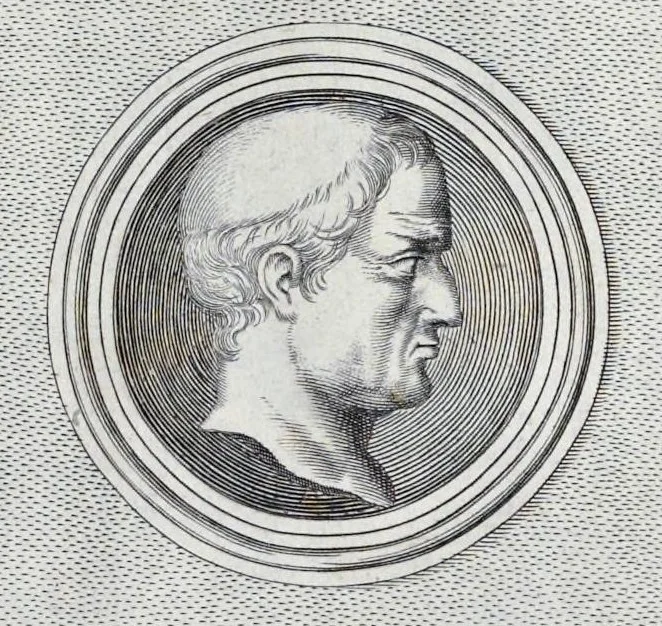 An illustration from L'Academia todesca della architectura, scultura & pittura, oder, Teutsche Academie der Edlen Bau- Bild- und Mahlerey-Künste : darinn enthalten ein gründlicher Unterricht von dieser dreyer Künste Eigenschaft, Lehr-Sätzen und Geheimnissen, von den Bau-Steinen und fünferley Bau-Arten, von den Statuen und ihrer Zugehör, von der Erfind- und Zeichnung ... neben aller Egyptischen, Griechischen, Römischen, Italiänischen, Hoch- und Nieder-Teutschen, auch anderer alten und neuen Virtuosen, Leben und fürnehmsten Kunst-Werken beschrieben : auch mit 38 Platten von der Architectur, 68 Alt-Römischen Statuen, ganz und halben Bildern, 74 Medaglionen, 180 Contrafäten durch die Hand der bästen heutigen Künstlere in Kupfer gezieret, 1675, leaf 194