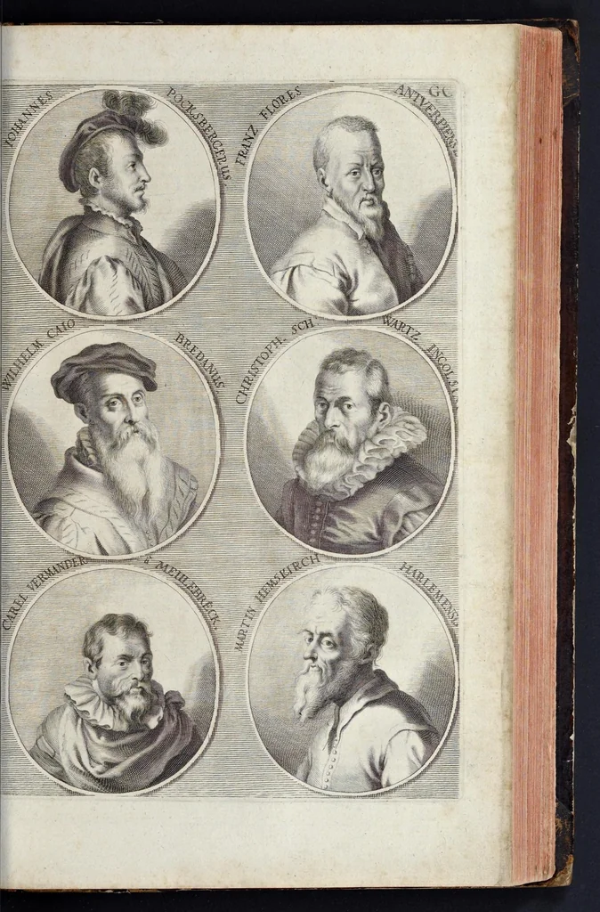 An illustration from L'Academia todesca della architectura, scultura & pittura, oder, Teutsche Academie der Edlen Bau- Bild- und Mahlerey-Künste : darinn enthalten ein gründlicher Unterricht von dieser dreyer Künste Eigenschaft, Lehr-Sätzen und Geheimnissen, von den Bau-Steinen und fünferley Bau-Arten, von den Statuen und ihrer Zugehör, von der Erfind- und Zeichnung ... neben aller Egyptischen, Griechischen, Römischen, Italiänischen, Hoch- und Nieder-Teutschen, auch anderer alten und neuen Virtuosen, Leben und fürnehmsten Kunst-Werken beschrieben : auch mit 38 Platten von der Architectur, 68 Alt-Römischen Statuen, ganz und halben Bildern, 74 Medaglionen, 180 Contrafäten durch die Hand der bästen heutigen Künstlere in Kupfer gezieret, 1675, leaf 604