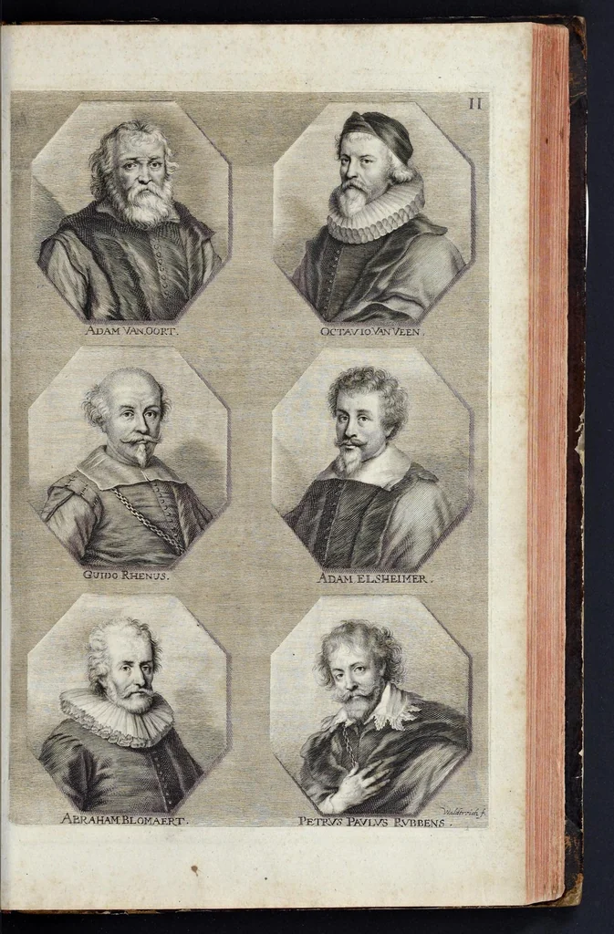 An illustration from L'Academia todesca della architectura, scultura & pittura, oder, Teutsche Academie der Edlen Bau- Bild- und Mahlerey-Künste : darinn enthalten ein gründlicher Unterricht von dieser dreyer Künste Eigenschaft, Lehr-Sätzen und Geheimnissen, von den Bau-Steinen und fünferley Bau-Arten, von den Statuen und ihrer Zugehör, von der Erfind- und Zeichnung ... neben aller Egyptischen, Griechischen, Römischen, Italiänischen, Hoch- und Nieder-Teutschen, auch anderer alten und neuen Virtuosen, Leben und fürnehmsten Kunst-Werken beschrieben : auch mit 38 Platten von der Architectur, 68 Alt-Römischen Statuen, ganz und halben Bildern, 74 Medaglionen, 180 Contrafäten durch die Hand der bästen heutigen Künstlere in Kupfer gezieret, 1675, leaf 638