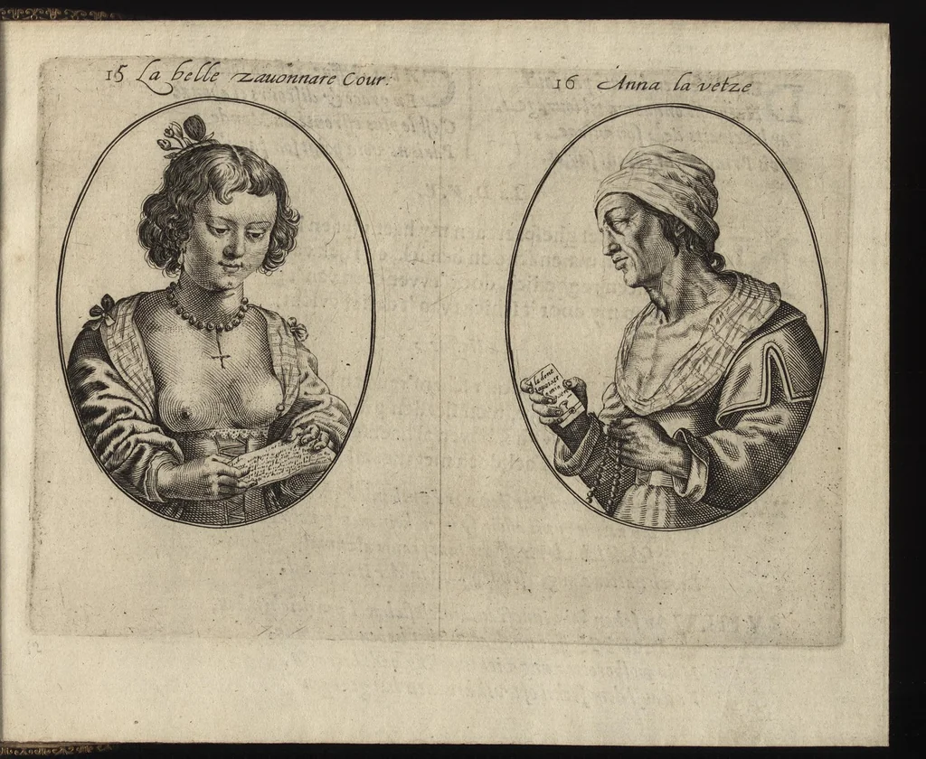 An illustration from Le miroir des plus belles courtisannes de ce temps = Spiegel der alder-schoonste cortisanen deses tijts = Spiegel der allerschönsten Cortisannen diser Zeyt, 1631, leaf 30