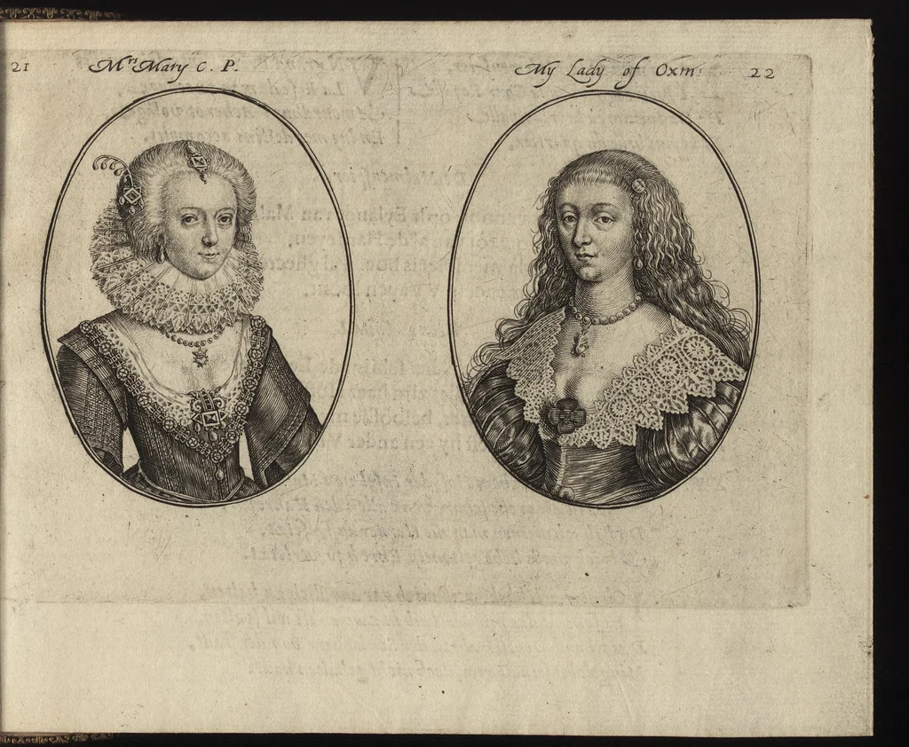 An illustration from Le miroir des plus belles courtisannes de ce temps = Spiegel der alder-schoonste cortisanen deses tijts = Spiegel der allerschönsten Cortisannen diser Zeyt, 1631, leaf 36