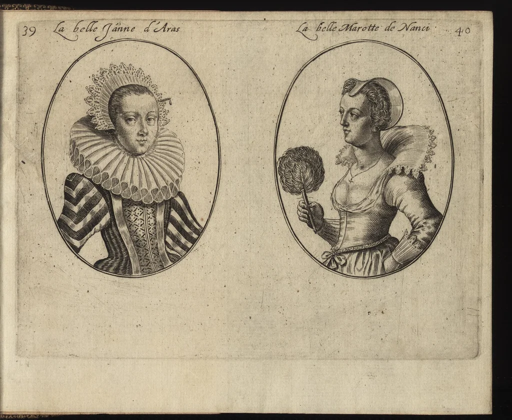 An illustration from Le miroir des plus belles courtisannes de ce temps = Spiegel der alder-schoonste cortisanen deses tijts = Spiegel der allerschönsten Cortisannen diser Zeyt, 1631, leaf 54