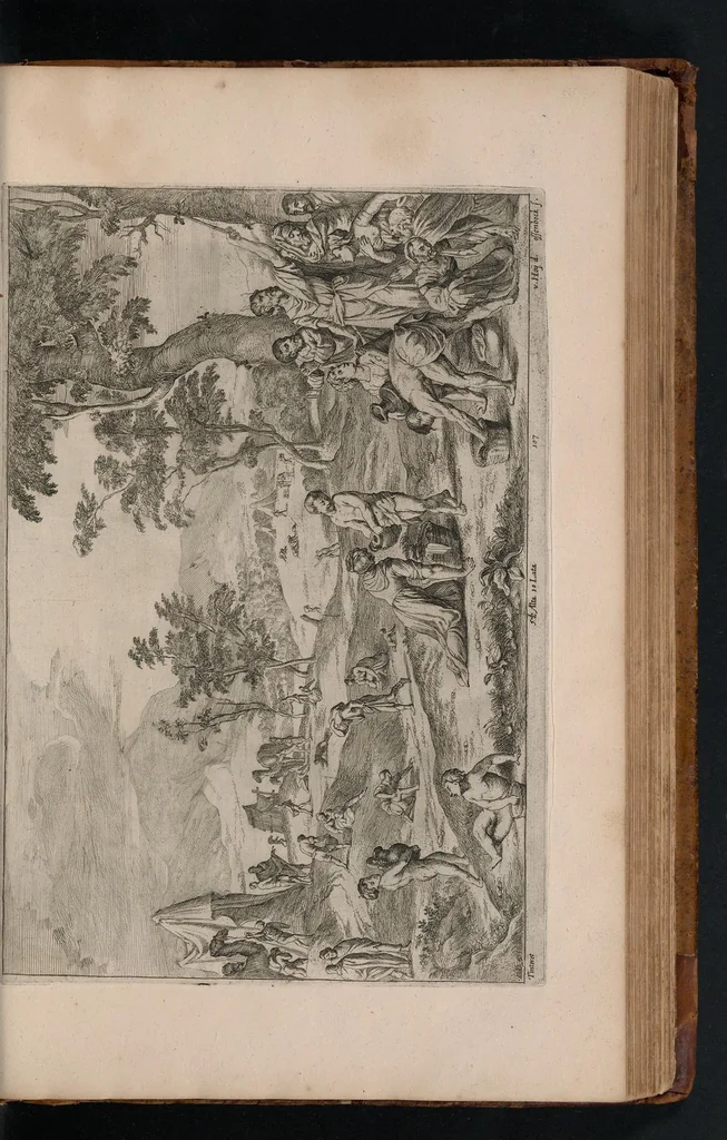 An illustration from Davidis Teniers Antuerpiensis, pictoris, et a cubiculis ser.mis principibus Leopoldo Guil. archiduci et Ioanni Austriaco, Theatrum pictorium : in quo exhibentur ipsius manu delineatae, eiusque curâ in aes incisae picturae archetipae italicae, quas ipse ser.mus archidux in pinacothecam suam Bruxellis collegit, 1660, leaf 210