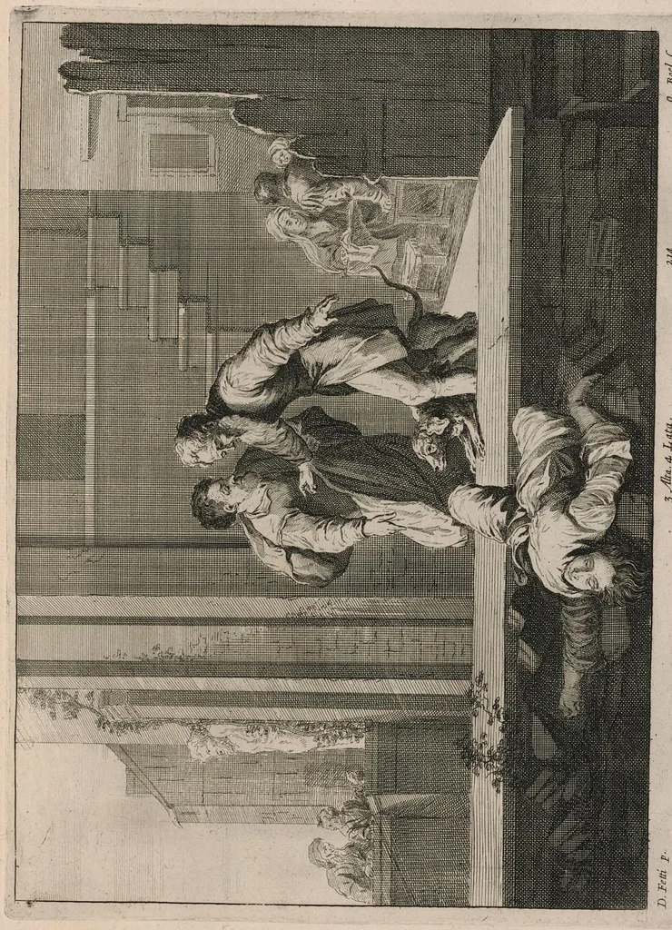An illustration from Davidis Teniers Antuerpiensis, pictoris, et a cubiculis ser.mis principibus Leopoldo Guil. archiduci et Ioanni Austriaco, Theatrum pictorium : in quo exhibentur ipsius manu delineatae, eiusque curâ in aes incisae picturae archetipae italicae, quas ipse ser.mus archidux in pinacothecam suam Bruxellis collegit, 1660, leaf 424