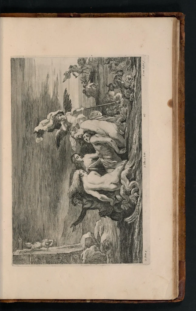 An illustration from Davidis Teniers Antuerpiensis, pictoris, et a cubiculis ser.mis principibus Leopoldo Guil. archiduci et Ioanni Austriaco, Theatrum pictorium : in quo exhibentur ipsius manu delineatae, eiusque curâ in aes incisae picturae archetipae italicae, quas ipse ser.mus archidux in pinacothecam suam Bruxellis collegit, 1660, leaf 430