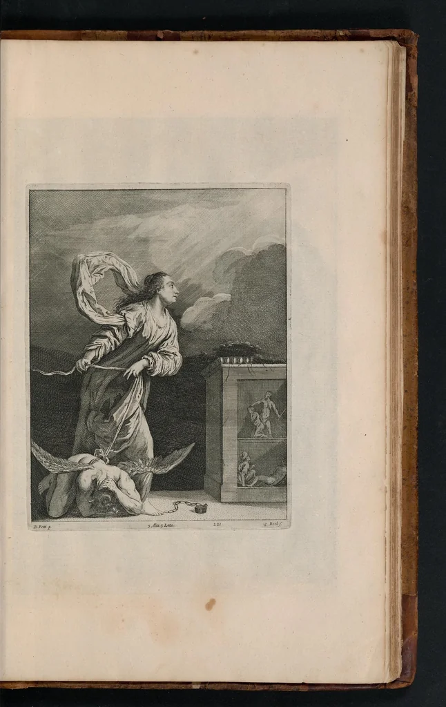 An illustration from Davidis Teniers Antuerpiensis, pictoris, et a cubiculis ser.mis principibus Leopoldo Guil. archiduci et Ioanni Austriaco, Theatrum pictorium : in quo exhibentur ipsius manu delineatae, eiusque curâ in aes incisae picturae archetipae italicae, quas ipse ser.mus archidux in pinacothecam suam Bruxellis collegit, 1660, leaf 438
