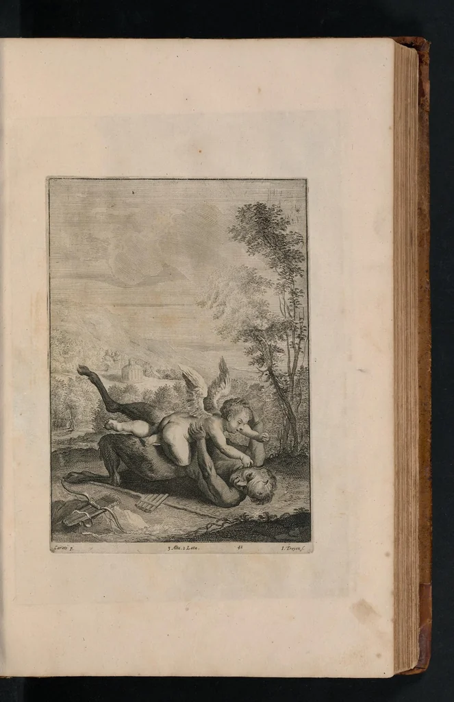An illustration from Davidis Teniers Antuerpiensis, pictoris, et a cubiculis ser.mis principibus Leopoldo Guil. archiduci et Ioanni Austriaco, Theatrum pictorium : in quo exhibentur ipsius manu delineatae, eiusque curâ in aes incisae picturae archetipae italicae, quas ipse ser.mus archidux in pinacothecam suam Bruxellis collegit, 1660, leaf 88