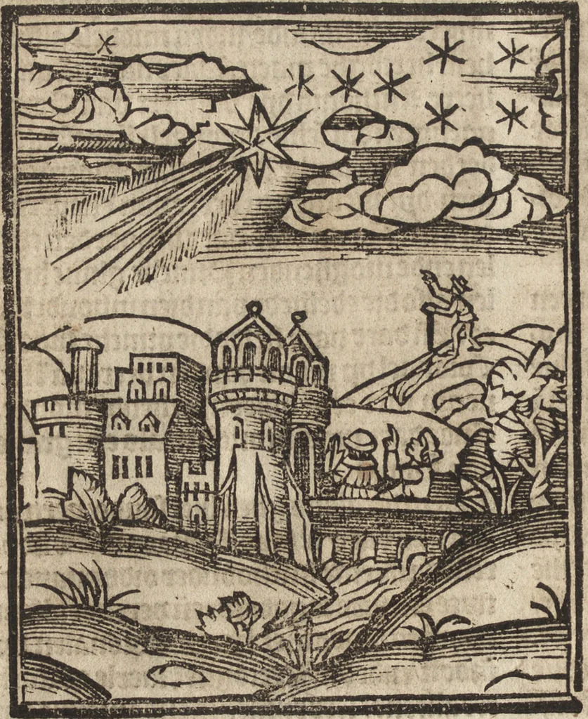 An illustration from Dits die excellente Cronike vā vlaenderē Beghinnende vā Liederick Buc den eersten Forestier tot dē laetstē, die door haer vrome feytē, namaels Grauē vā Vlaendrē ghemaect wordē, achteruolghende die rechte afcomste der voorsz grauē, tot desen onsen doorluchtichstē hoochghborē Keyser Karolo altijt v'meerder des rijcx geborē te Ghendt, etc, 1531, leaf 341