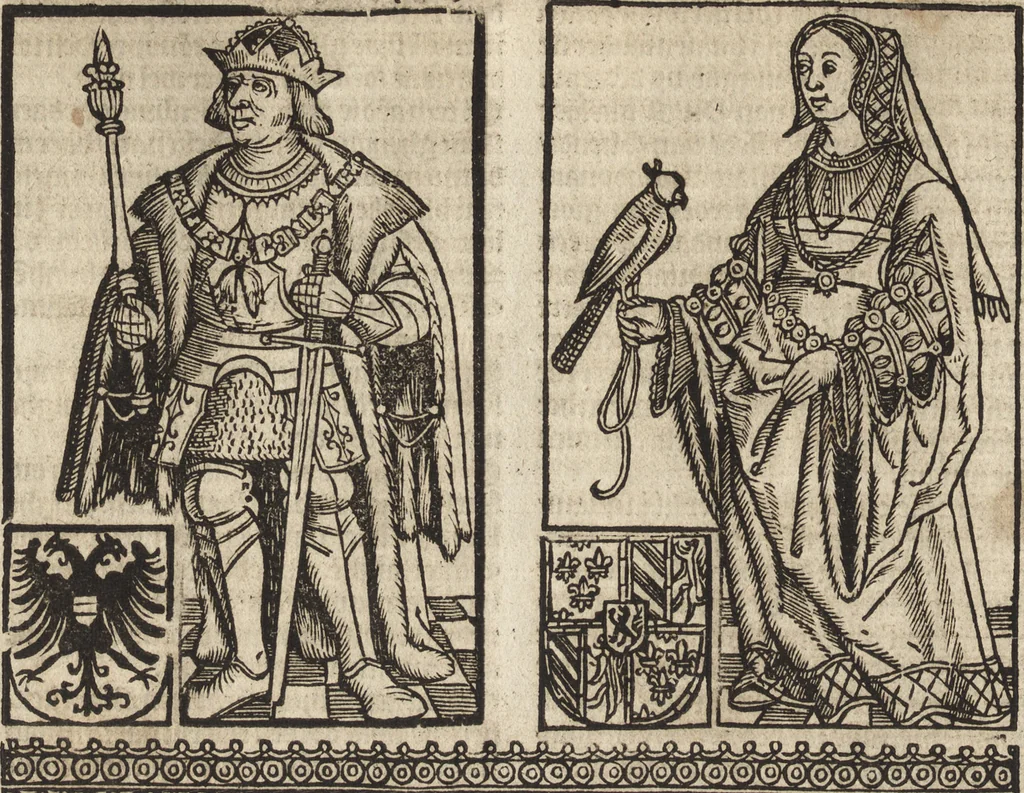 An illustration from Dits die excellente Cronike vā vlaenderē Beghinnende vā Liederick Buc den eersten Forestier tot dē laetstē, die door haer vrome feytē, namaels Grauē vā Vlaendrē ghemaect wordē, achteruolghende die rechte afcomste der voorsz grauē, tot desen onsen doorluchtichstē hoochghborē Keyser Karolo altijt v'meerder des rijcx geborē te Ghendt, etc, 1531, leaf 401