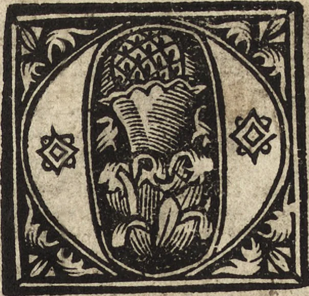 An illustration from Dits die excellente Cronike vā vlaenderē Beghinnende vā Liederick Buc den eersten Forestier tot dē laetstē, die door haer vrome feytē, namaels Grauē vā Vlaendrē ghemaect wordē, achteruolghende die rechte afcomste der voorsz grauē, tot desen onsen doorluchtichstē hoochghborē Keyser Karolo altijt v'meerder des rijcx geborē te Ghendt, etc, 1531, leaf 6