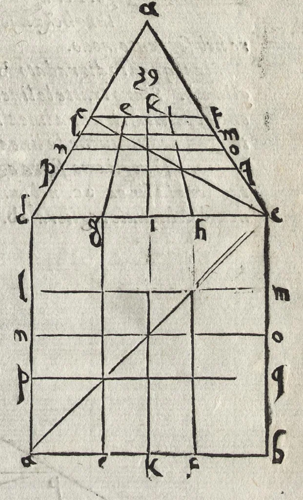 An illustration from La pratica della perspettiva : opera molto vtile a pittori, a scvltori, & ad architetti : con due tauole, una de' capitoli principali, l'altra delle cose piu notabili contenue nella presente opera, 1568, leaf 36