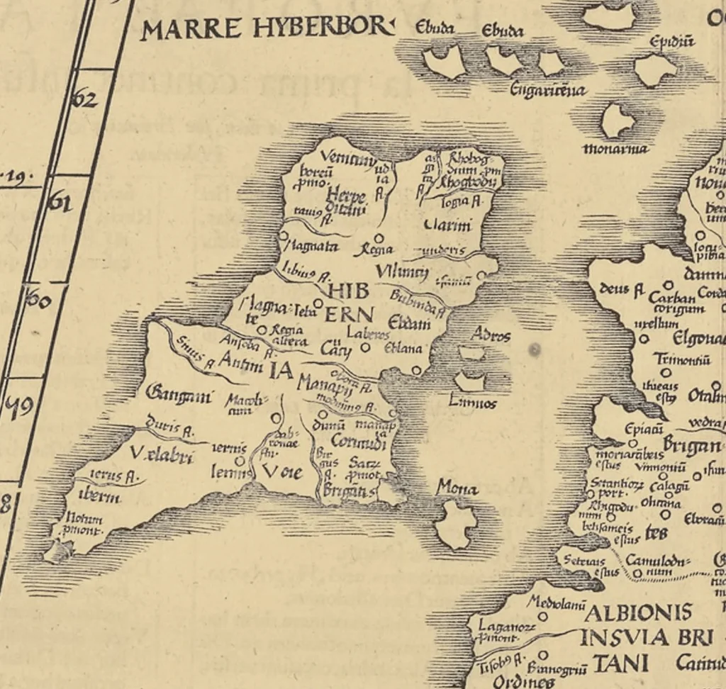 An illustration from Clavdii Ptolemaei Alexandrini Geographicae enarrationis libri octo, 1541, leaf 157