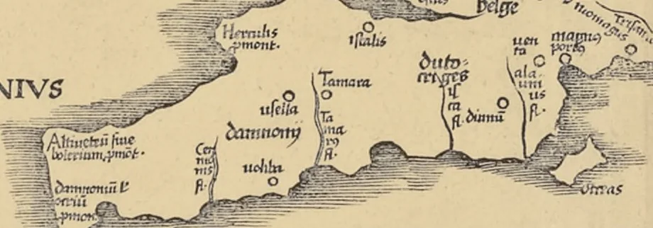 An illustration from Clavdii Ptolemaei Alexandrini Geographicae enarrationis libri octo, 1541, leaf 157