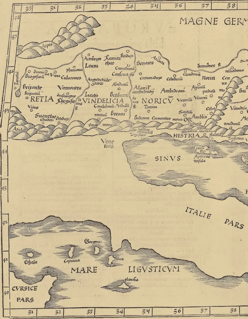 An illustration from Clavdii Ptolemaei Alexandrini Geographicae enarrationis libri octo, 1541, leaf 173