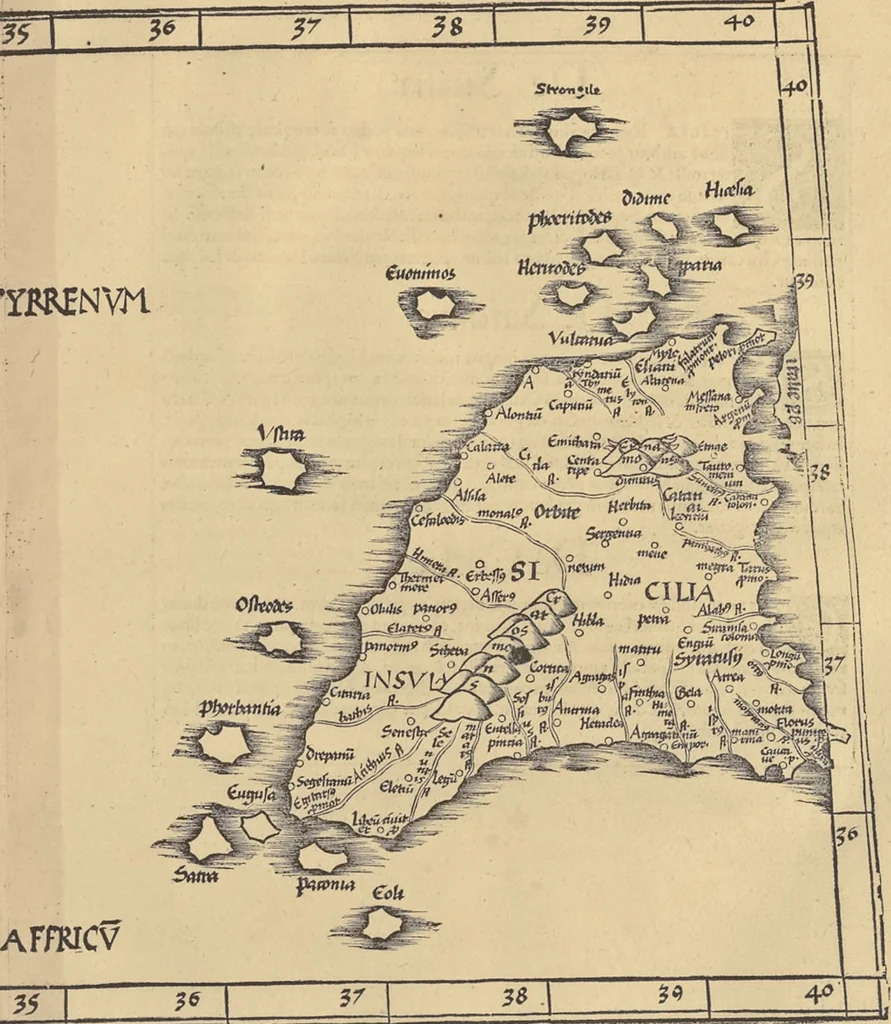 An illustration from Clavdii Ptolemaei Alexandrini Geographicae enarrationis libri octo, 1541, leaf 182