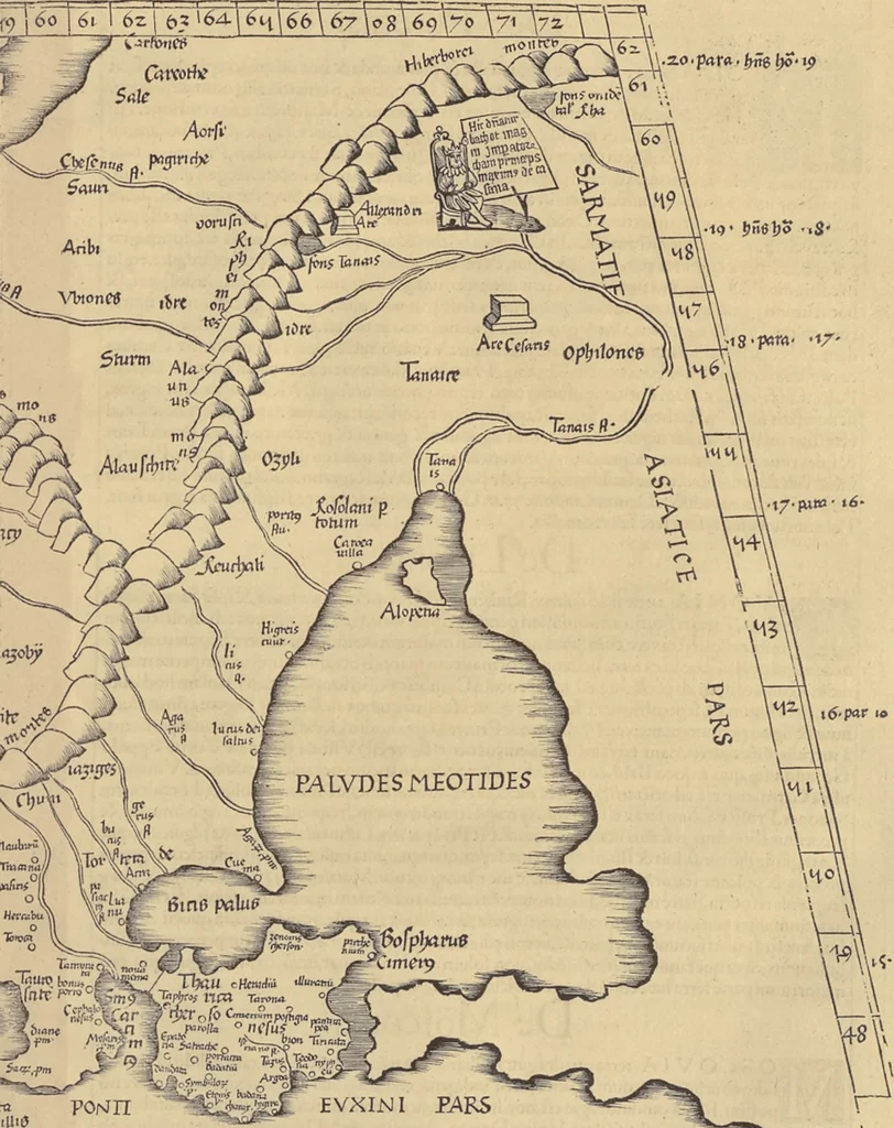 An illustration from Clavdii Ptolemaei Alexandrini Geographicae enarrationis libri octo, 1541, leaf 186