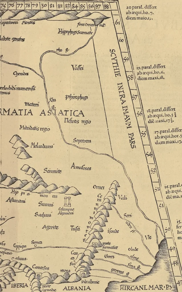An illustration from Clavdii Ptolemaei Alexandrini Geographicae enarrationis libri octo, 1541, leaf 218