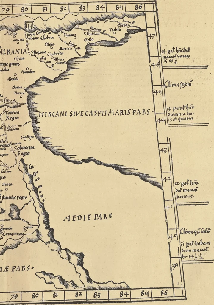 An illustration from Clavdii Ptolemaei Alexandrini Geographicae enarrationis libri octo, 1541, leaf 222