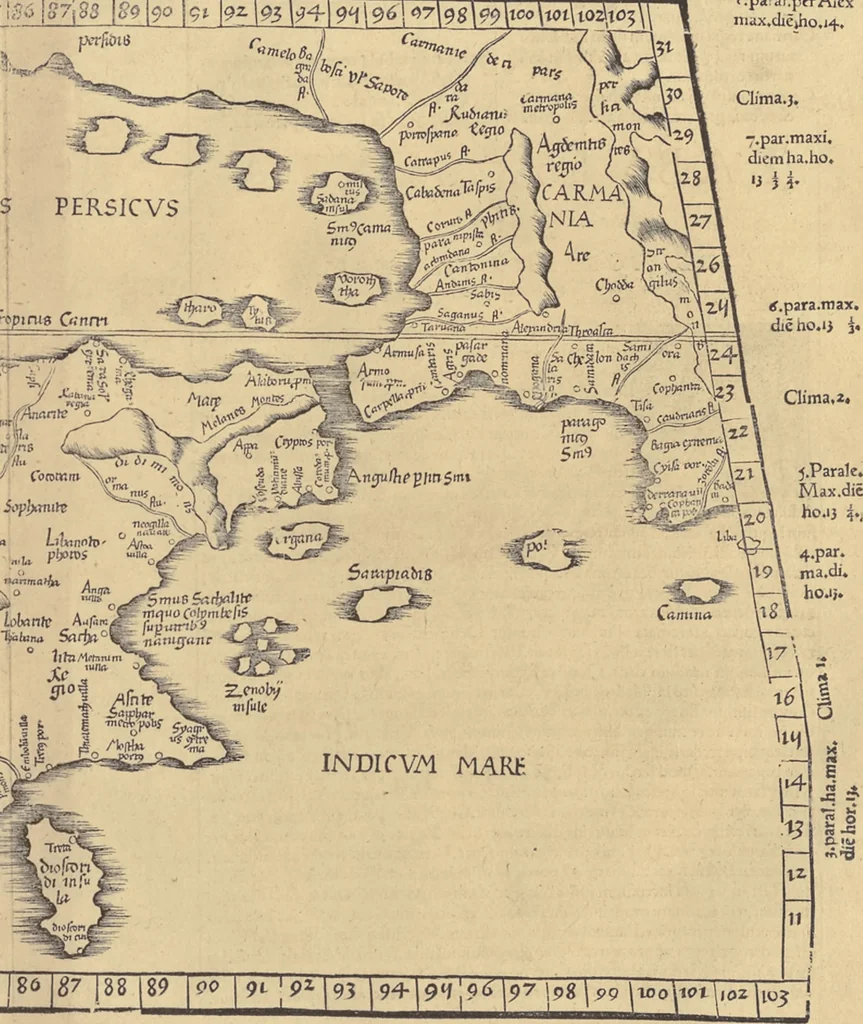 An illustration from Clavdii Ptolemaei Alexandrini Geographicae enarrationis libri octo, 1541, leaf 234