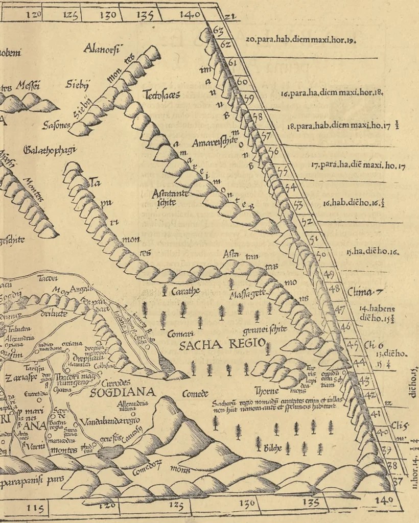An illustration from Clavdii Ptolemaei Alexandrini Geographicae enarrationis libri octo, 1541, leaf 238