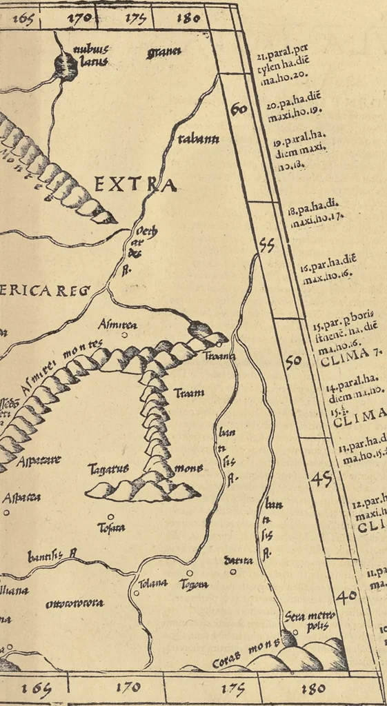 An illustration from Clavdii Ptolemaei Alexandrini Geographicae enarrationis libri octo, 1541, leaf 242