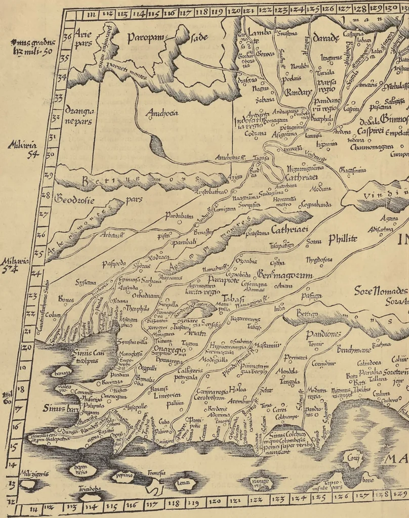 An illustration from Clavdii Ptolemaei Alexandrini Geographicae enarrationis libri octo, 1541, leaf 249
