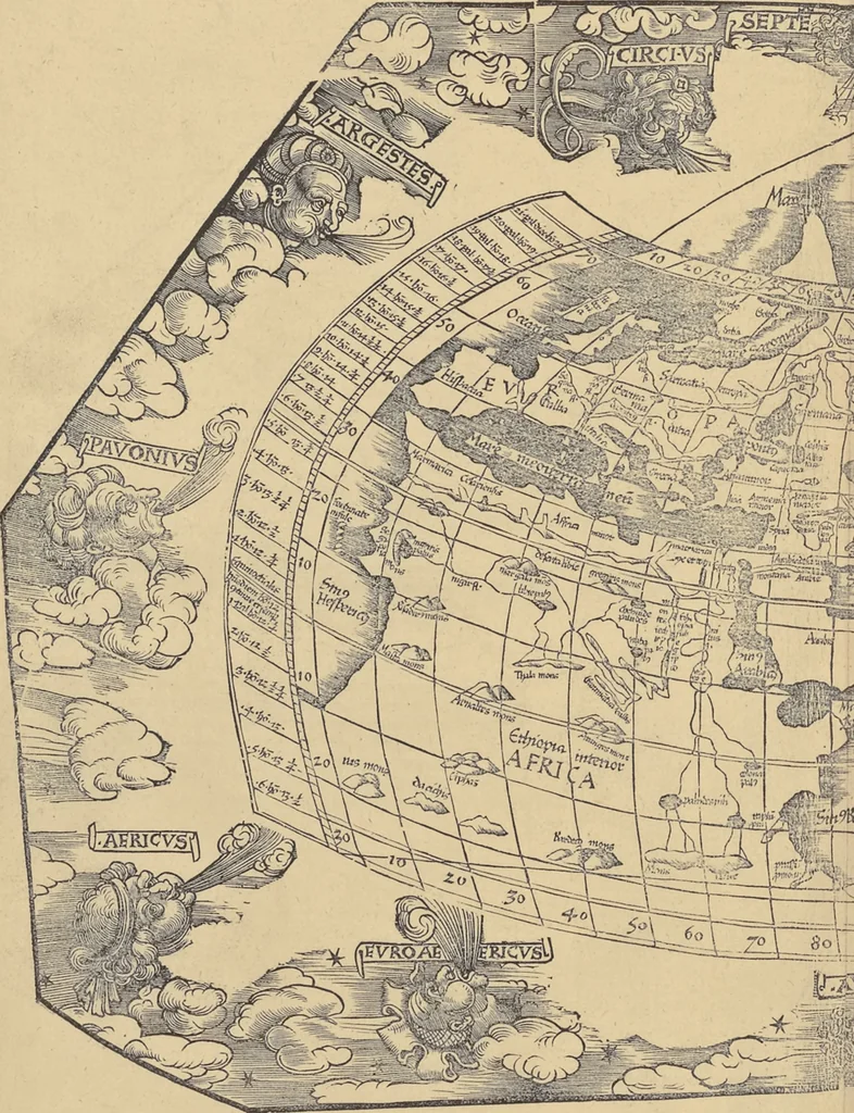 An illustration from Clavdii Ptolemaei Alexandrini Geographicae enarrationis libri octo, 1541, leaf 261