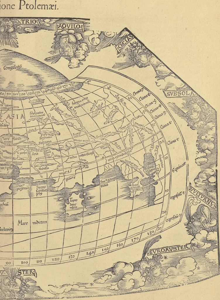 An illustration from Clavdii Ptolemaei Alexandrini Geographicae enarrationis libri octo, 1541, leaf 262