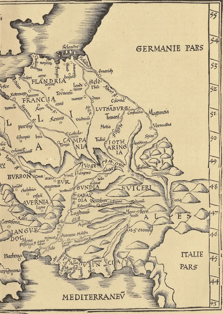 An illustration from Clavdii Ptolemaei Alexandrini Geographicae enarrationis libri octo, 1541, leaf 278