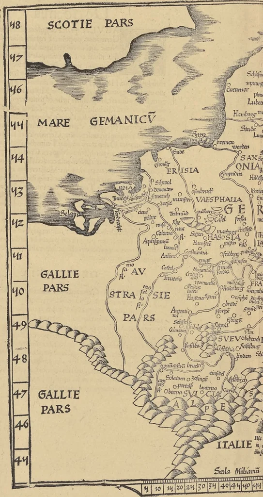 An illustration from Clavdii Ptolemaei Alexandrini Geographicae enarrationis libri octo, 1541, leaf 281