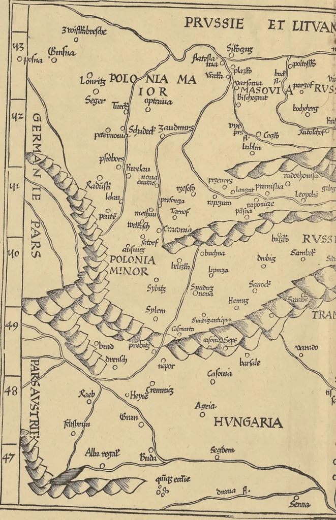 An illustration from Clavdii Ptolemaei Alexandrini Geographicae enarrationis libri octo, 1541, leaf 285