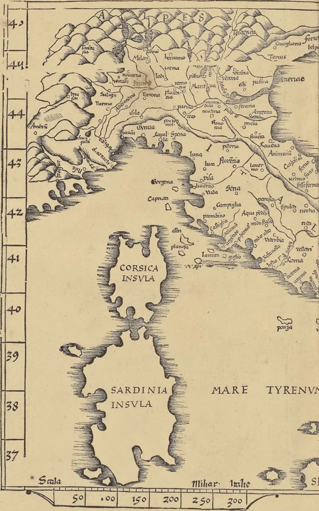 An illustration from Clavdii Ptolemaei Alexandrini Geographicae enarrationis libri octo, 1541, leaf 297