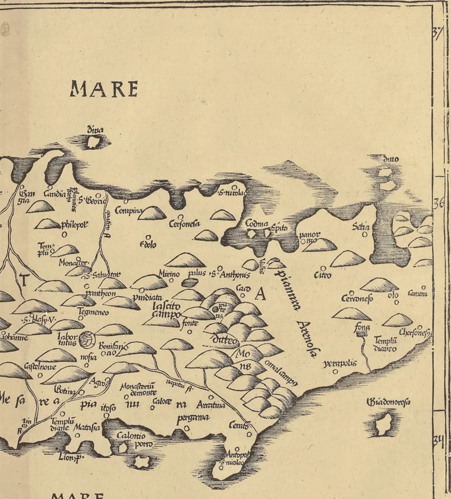 An illustration from Clavdii Ptolemaei Alexandrini Geographicae enarrationis libri octo, 1541, leaf 342