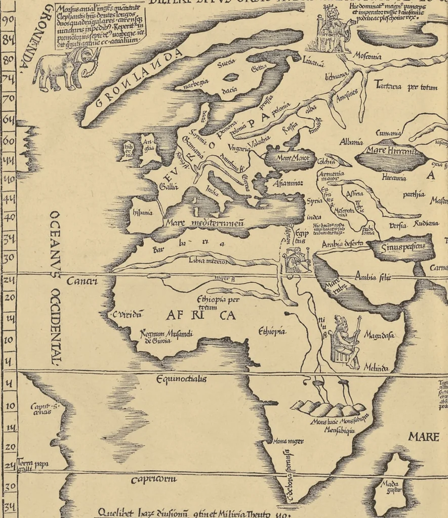 An illustration from Clavdii Ptolemaei Alexandrini Geographicae enarrationis libri octo, 1541, leaf 345