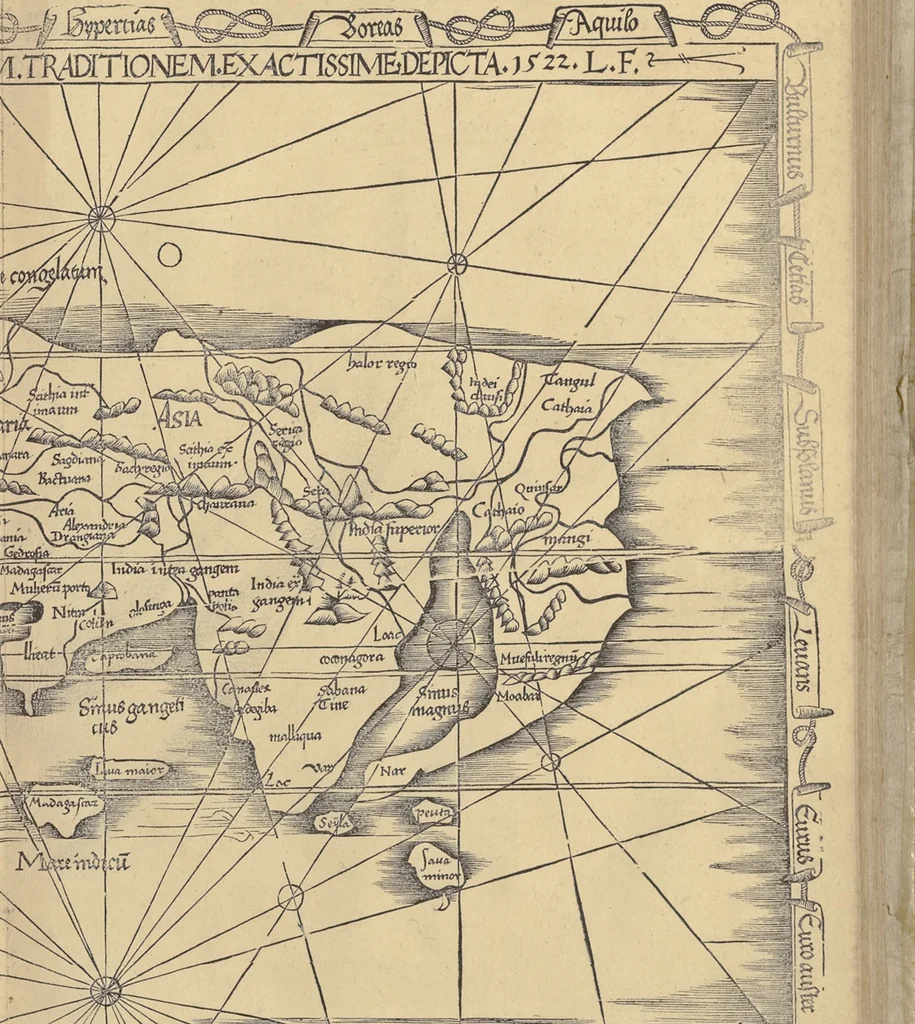 An illustration from Clavdii Ptolemaei Alexandrini Geographicae enarrationis libri octo, 1541, leaf 350