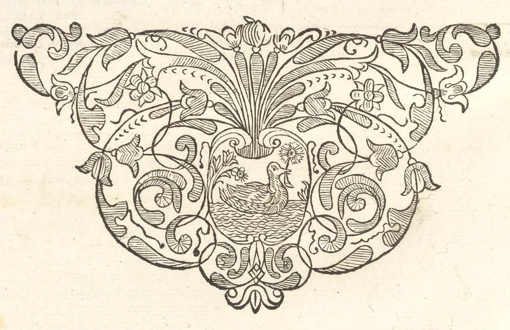 An illustration from Excellentium familiarum in Gallia genealogiae : a prima earundem origine usque ad praesens aevum deductae et notis historicis, quibus memorabilia regni Galliae, regumque et clarorum toga et sago virorum facta moresque ac dignitates recensentur, illustratae, cum iconibus insignium & indicibus necessariis, 1687, leaf 191