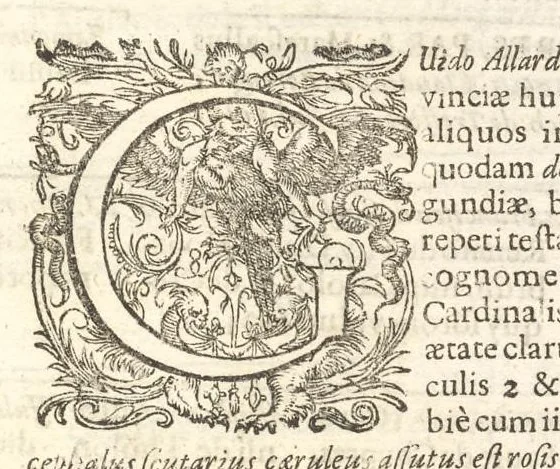 An illustration from Excellentium familiarum in Gallia genealogiae : a prima earundem origine usque ad praesens aevum deductae et notis historicis, quibus memorabilia regni Galliae, regumque et clarorum toga et sago virorum facta moresque ac dignitates recensentur, illustratae, cum iconibus insignium & indicibus necessariis, 1687, leaf 368