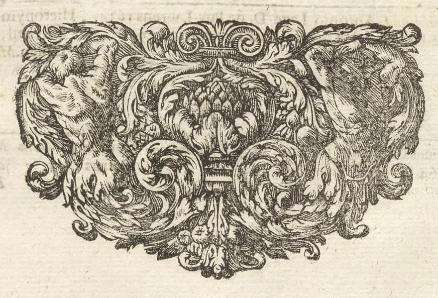 An illustration from Excellentium familiarum in Gallia genealogiae : a prima earundem origine usque ad praesens aevum deductae et notis historicis, quibus memorabilia regni Galliae, regumque et clarorum toga et sago virorum facta moresque ac dignitates recensentur, illustratae, cum iconibus insignium & indicibus necessariis, 1687, leaf 475