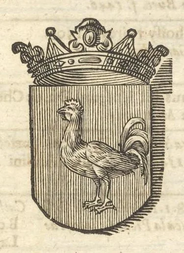 An illustration from Excellentium familiarum in Gallia genealogiae : a prima earundem origine usque ad praesens aevum deductae et notis historicis, quibus memorabilia regni Galliae, regumque et clarorum toga et sago virorum facta moresque ac dignitates recensentur, illustratae, cum iconibus insignium & indicibus necessariis, 1687, leaf 552