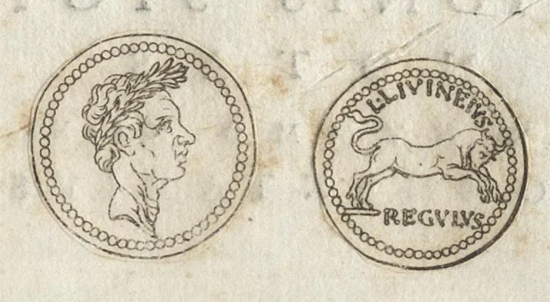 An illustration from Ex libris XXIII commentariorvm in vetera imperatorvm Romanorvm nvmismata Aeneae Vici liber primus, 1560, leaf 70
