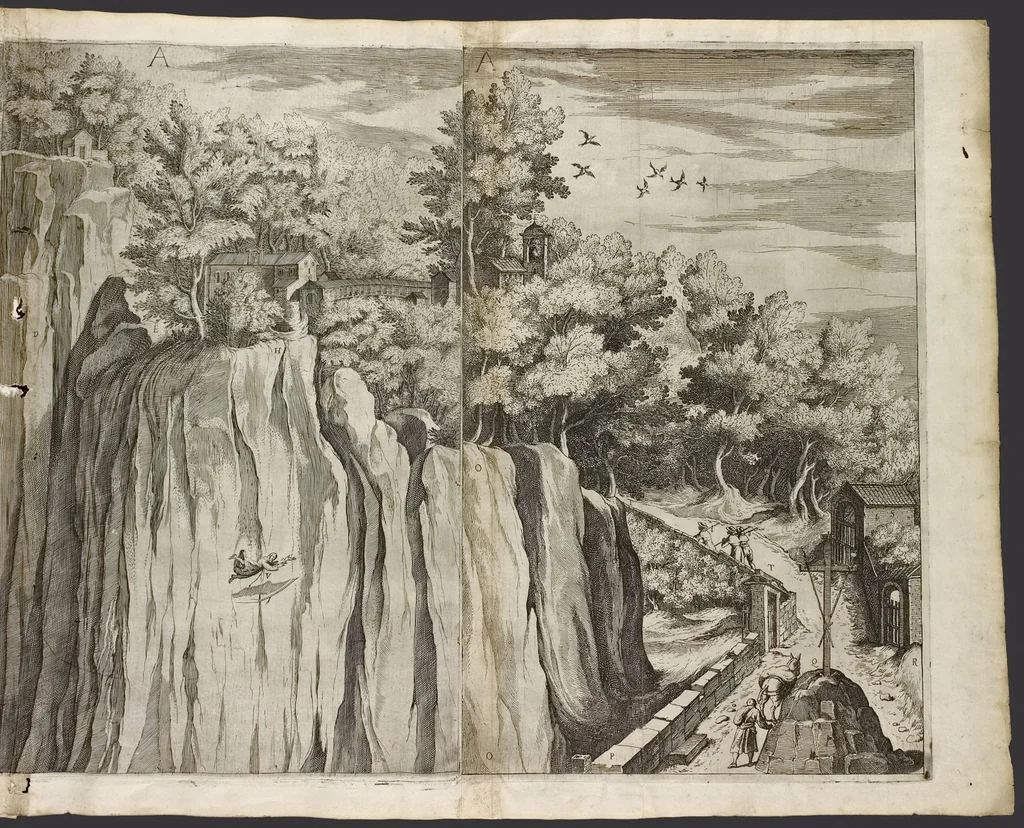 An illustration from Descrizione del sacro monte della Vernia, 1612, leaf 14